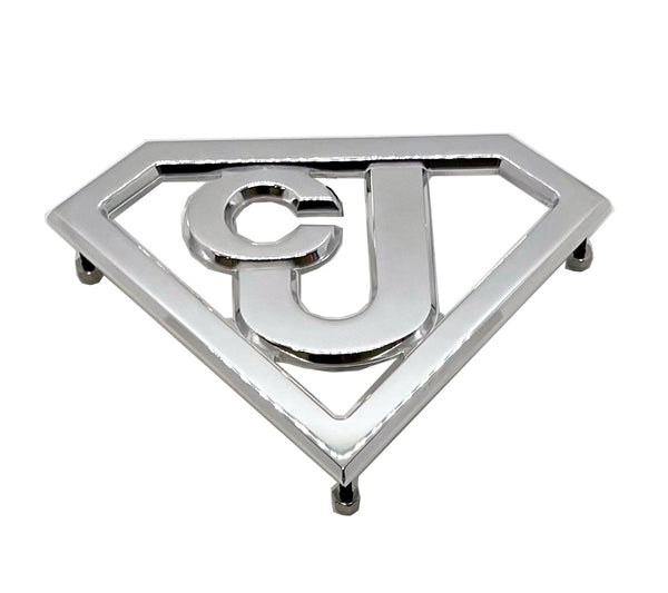 Metal Car Badge Emblem fits CJ Jeep Billet CNC 6061 Aluminum 7.5"x 5.5" Polished USA