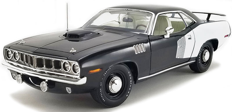 1971 Plymouth HEMI Cuda in Black & White Ltd. Ed ACME Die Cast Car A1806122 1:18