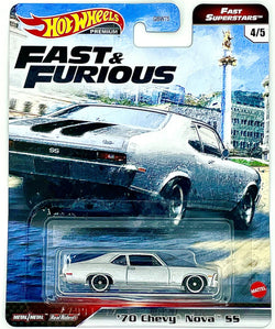 Hot Wheels Premium Fast & Furious '70 Chevy Nova SS Silver 4/5 Die Cast Car 1:64
