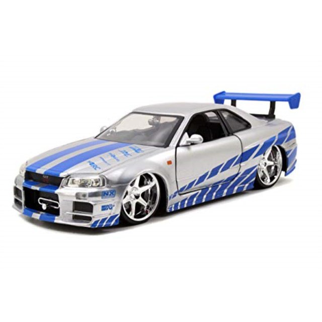 Jada Toys Fast & Furious Brian's Nissan GT-R (BRNR34) Silver Die Cast Item 97158 1:24