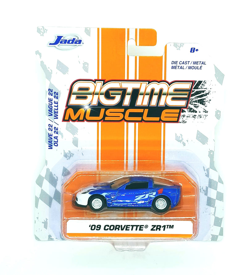 Jada Toys Bigtime Muscle '09 Corvette ZR1 Blue White Flames Die Cast Item 12006 1:64