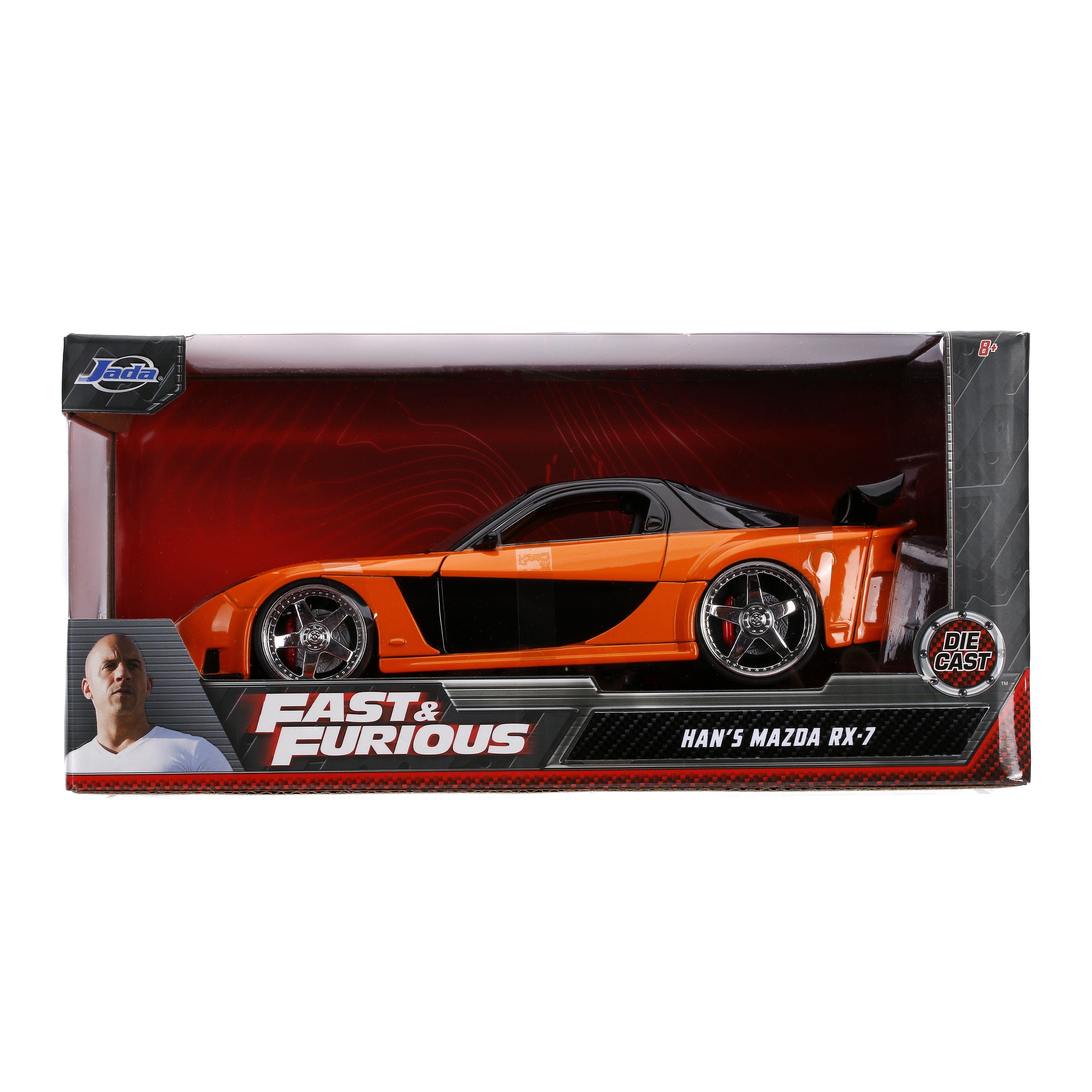 Jada Toys 2021 Hans Mazda RX-7 Fast & Furious Orange Black Jada Toys 30732 Scale 1:24