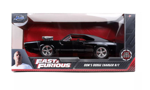 Jada Toys Fast & Furious Dom's Dodge Charger R/T, Flat Black Die Cast ...
