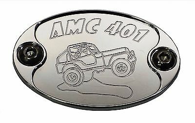 Custom Polished Aluminum Car Badge with Jeep CJ Series 401 Graphic - USA