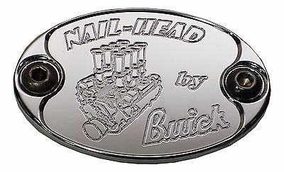 Custom Polished Aluminum Car Badge Emblem Buick Nailhead Engine Graphic - USA