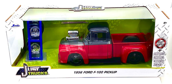 1956 Ford F-100 Pickup Blown Jada Toys Just Trucks #33019 Red Silver Die Cast Car 1:24