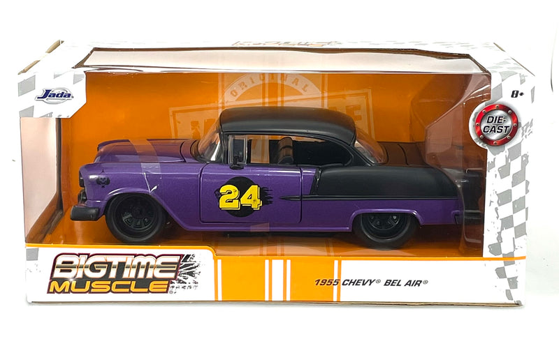 Jada Toys Bigtime Muscle 1955 Chevy Bel Air Purple Black Die Cast Car #32699 1:24