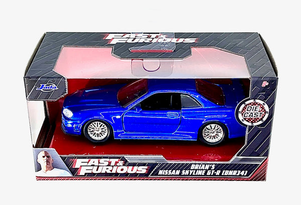 Jada Fast & Furious Brian's Nissan Skyline GT-R (BNR34) Blue Die Cast Car #24075 1:32