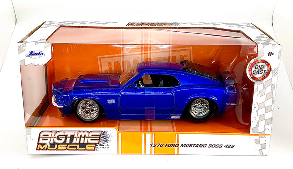 Jada Toys Bigtime Muscle 1970 Ford Mustang Boss 429 Candy Blue Die Cast Car #33043 1:24