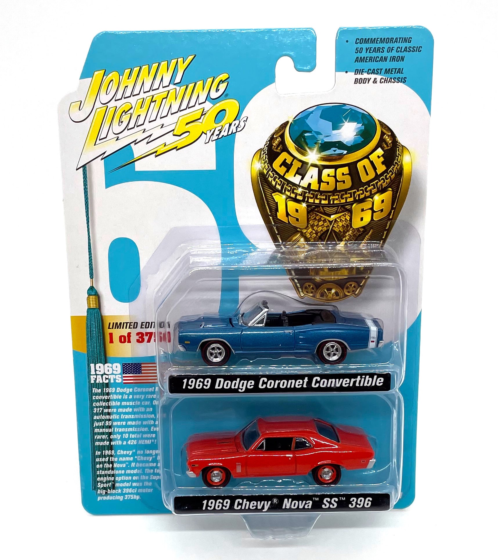 Johnny Lightning Cars 1 64 1969 Dodge Coronet 1969 Chevy Nova Class of 69