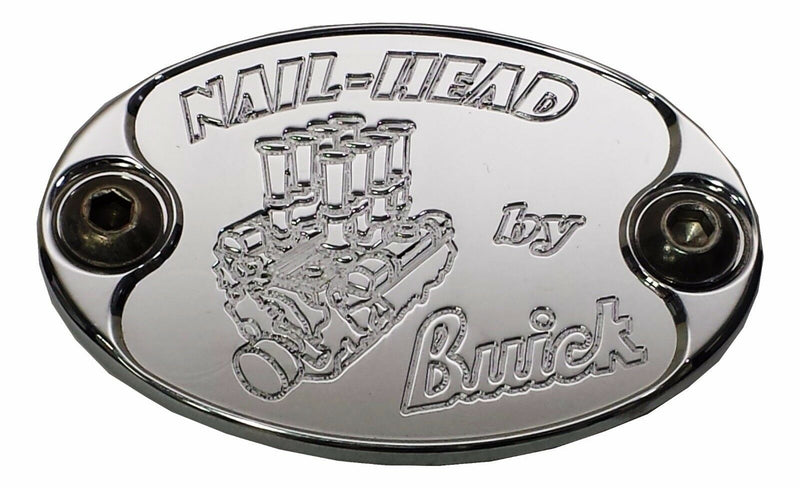 Custom Polished Aluminum Car Badge Emblem Buick Nailhead Engine Graphic - USA