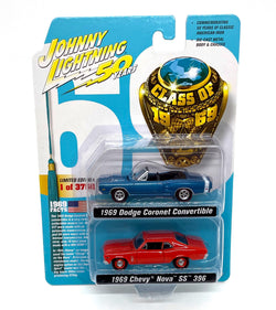 Johnny Lightning Class of 1969 Two Car Pack 69 Dodge Convertible & 69 Chevy Nova 1:64