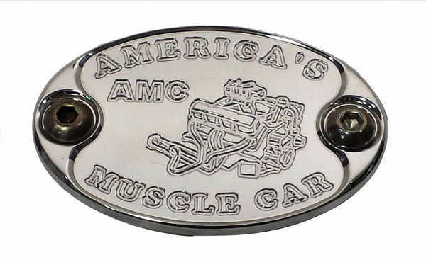 Custom Polished Aluminum Car Badge Emblem AMC AMX Engine Graphic - USA