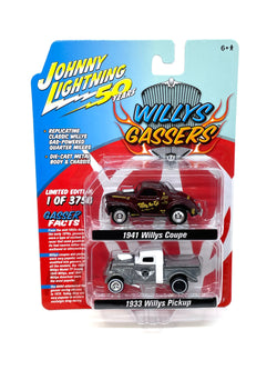 Johnny Lightning Twin Pack 50 Years Willys Gassers 2-Pack 41 Coupe & 33 Pickup R1 1:64