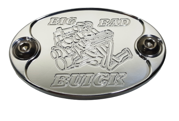 Custom Polished Aluminum Car Badge Emblem 455 Buick Engine Graphic - USA