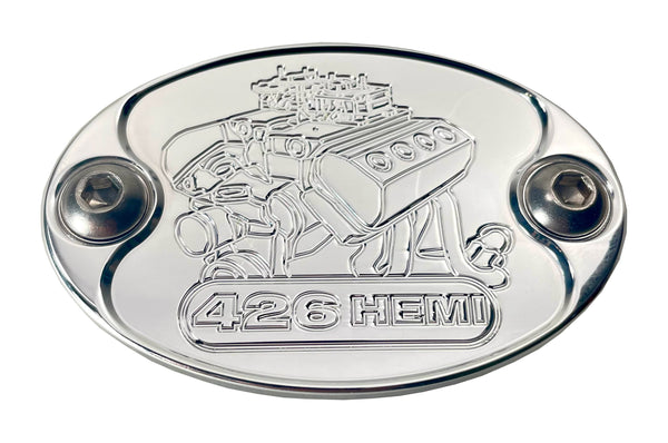 Custom Polished Aluminum Car Badge Emblem 426 HEMI Gen II Engine Graphic - USA