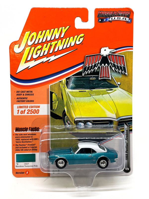 1968 Pontiac Firebird Johnny Lightning Muscle Cars USA R1 Turquoise Poly Die Cast Model Car 1:64