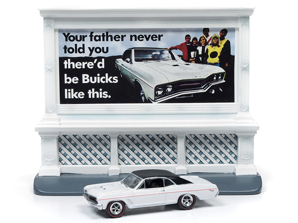 1967 Buick GS400 R1 Johnny Lightning American Snapshots Diorama White Die Cast Model Car 1:64