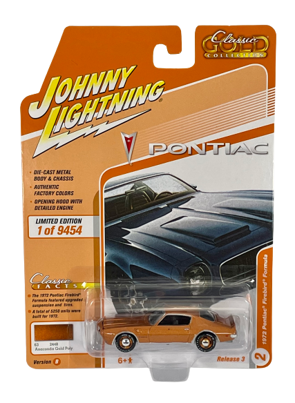 1972 Pontiac Firebird Formula Anaconda Gold Johnny Lightning  Classic Gold R3 #2 Die Cast Car 1:64