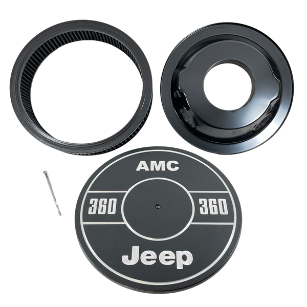 Mad4Metal Black 14" Round Cast Aluminum Air Cleaner fits AMC Jeep 360 Engines