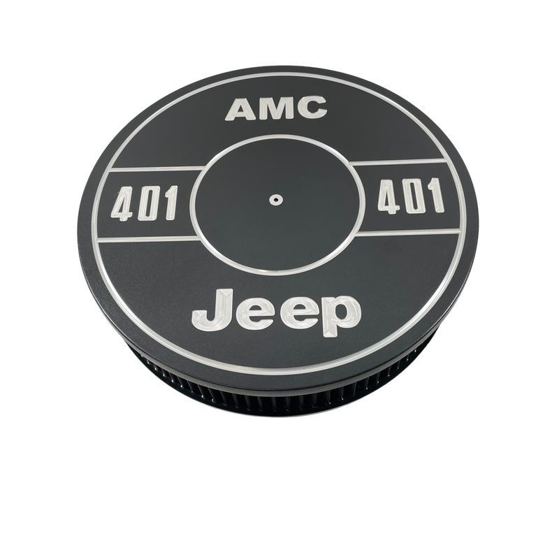 Custom Black 14" Round Cast Aluminum Air Cleaner fits AMC Jeep 401 Engines