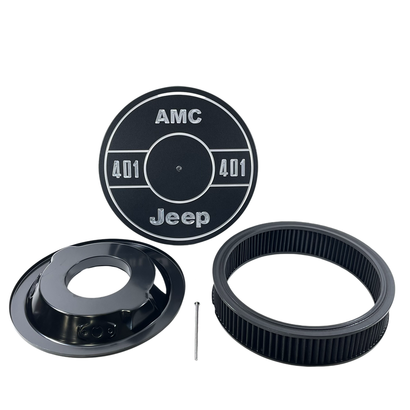 Mad4Metal Black 14" Round Cast Aluminum Air Cleaner fits AMC Jeep 401 Engines