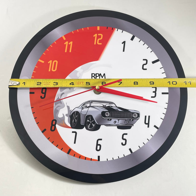 Wall Clock 11” Metal Printed Wall Clock Silent Quartz 1969 Camaro Inspired USA