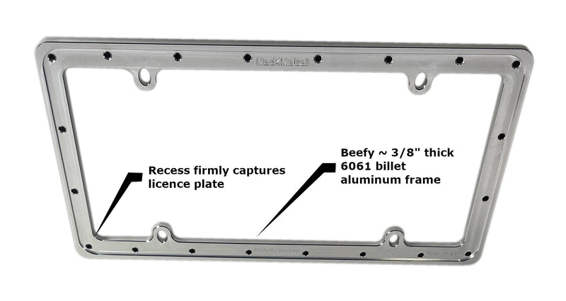 Mad4Metal Billet Aluminum License Plate Frame X-Thick Rugged Riveted Design