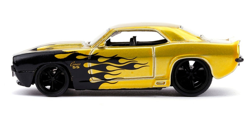 Jada Toys Bigtime Muscle '69 Chevrolet Camaro Yellow Black Flames Item 12006 1:64