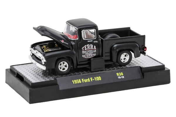 M2 Machines 1956 Ford F-100 Terra Engineering Ground Pounders R29 Black 1:64