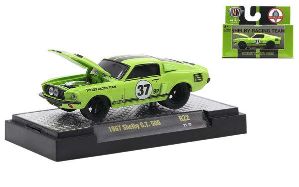 1967 Shelby G.T. 500 Green Black M2 Machines Groundpounders R22 Die Cast Car 1:64